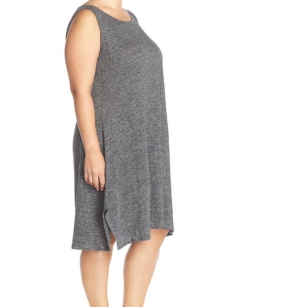 Eileen Fisher 100% organic linen Mélange Dress Gray Sleeveless Size Large